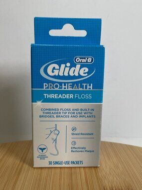 Oral-B GLIDE Pro-Health Dental THREADER FLOSS 30 Single Use Packets ORIGINAL